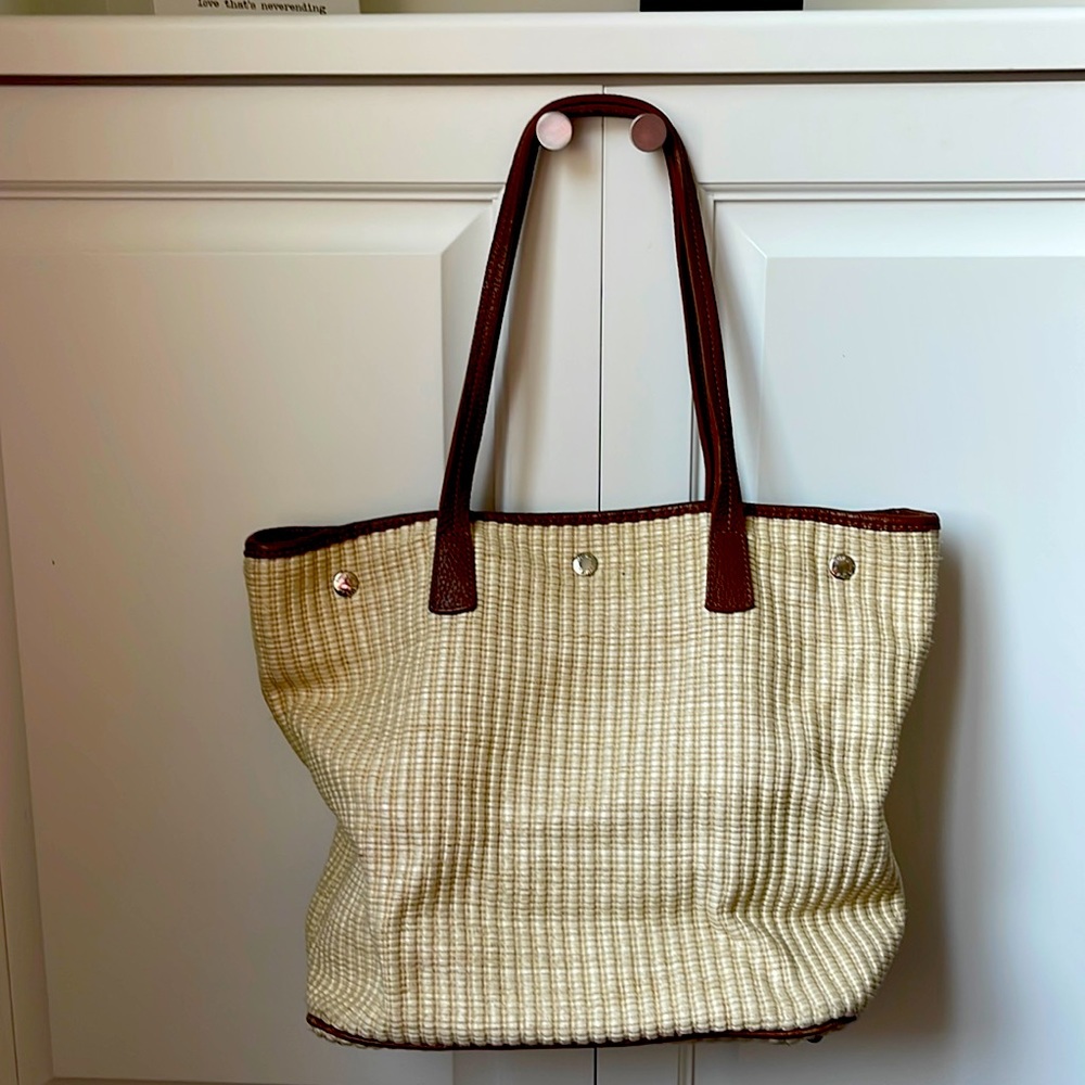 Furla Straw bag with leather straps. Like new great for the beach.